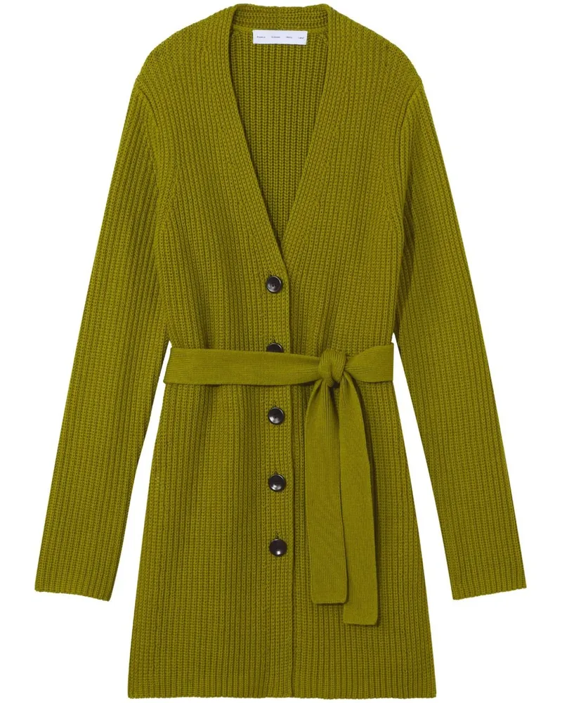 Proenza Schouler Gerippter Cardigan mit Gürtel - Grün Grün