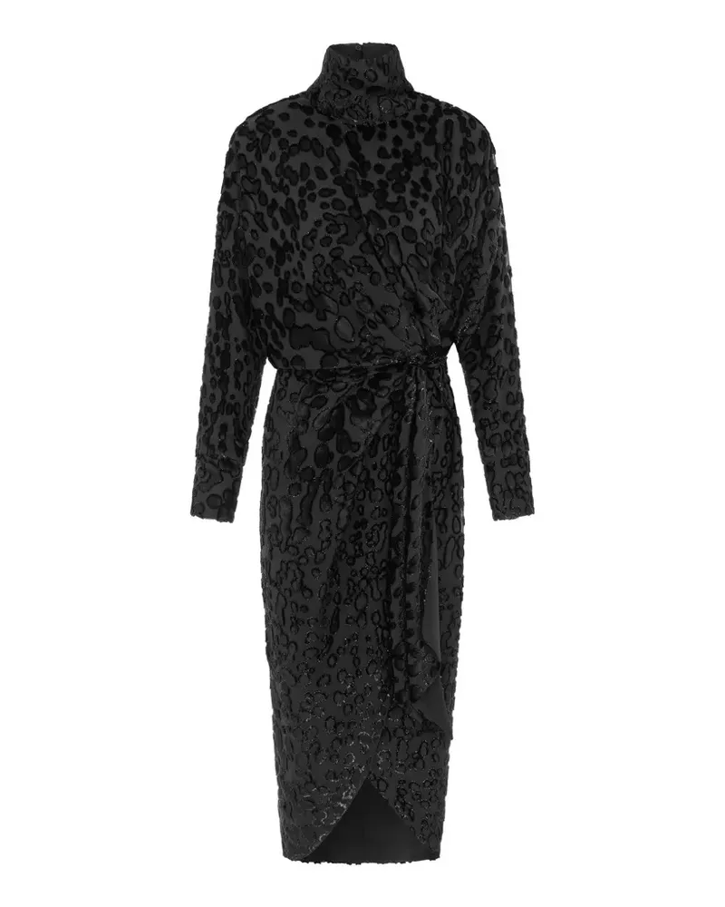 16ARLINGTON Resia Midikleid mit Devoré-Effekt - Schwarz Schwarz