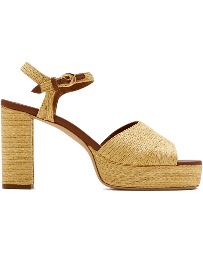STAUD Jodie Plateau-Sandalen aus Raffiabast 90mm - Nude Nude