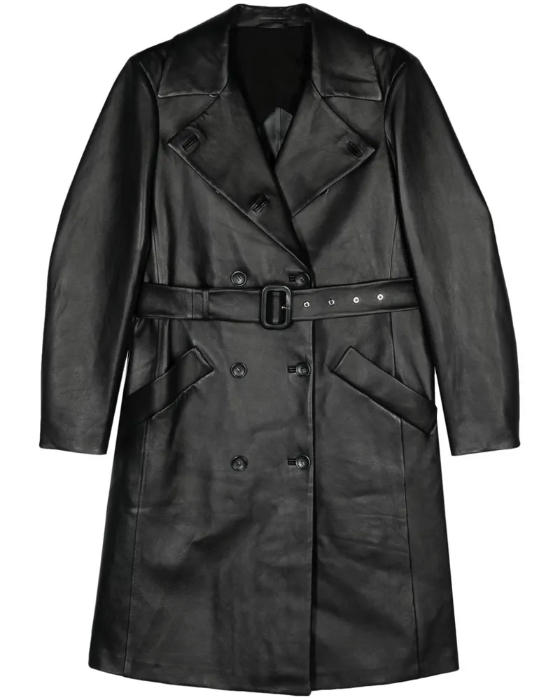 SPORTMAX Trenchcoat aus Leder mit Gürtel - Schwarz Schwarz