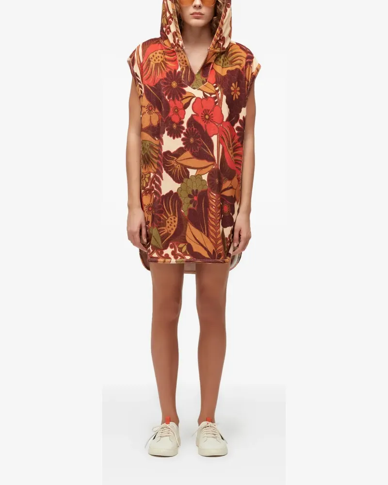 Osklen hooded floral dress - Braun Braun