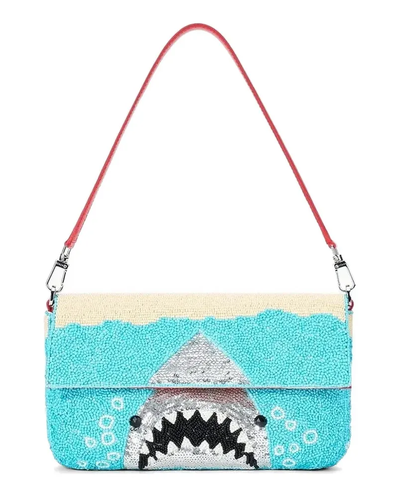 STAUD Timmy bead-embellished shoulder bag - Blau Blau