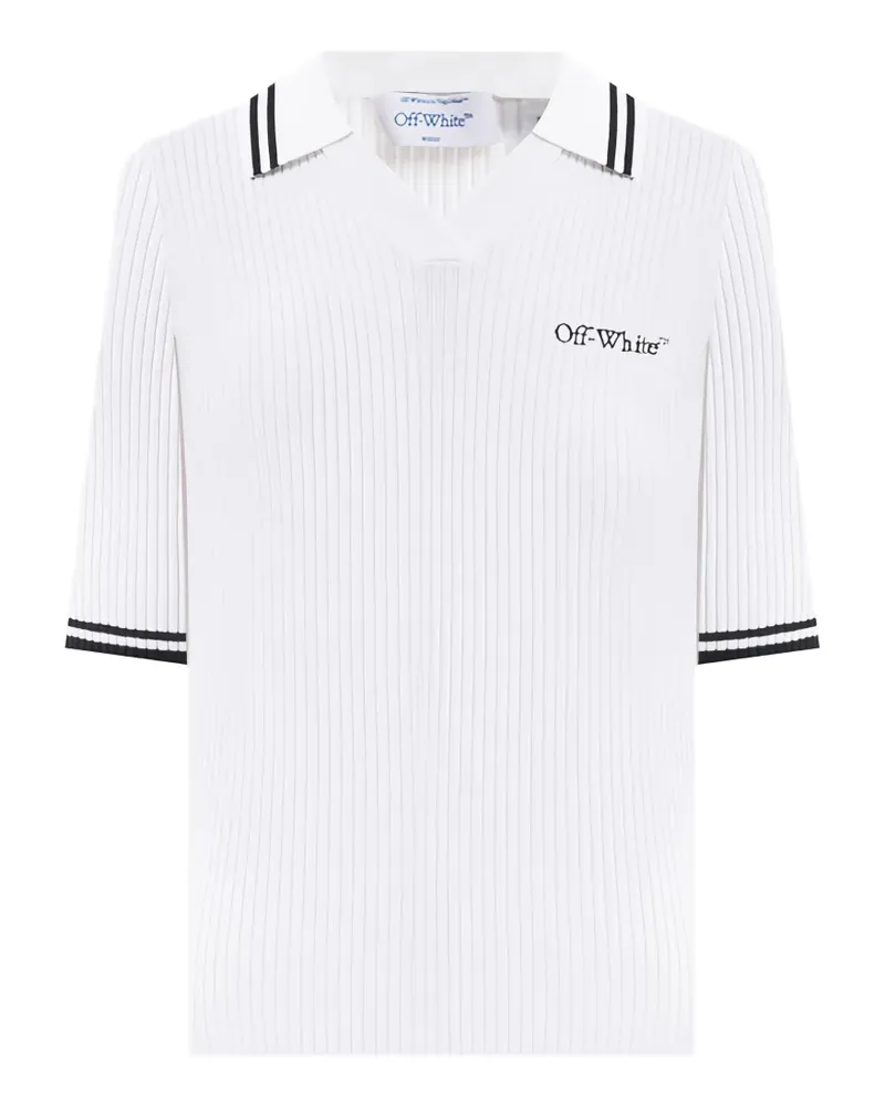 OFF-WHITE Geripptes Oberteil mit Logo-Stickerei - Weiß Weiß