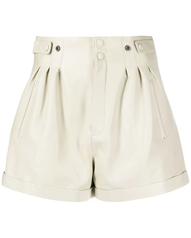 Saint Laurent Ledershorts mit hohem Bund - Nude Nude