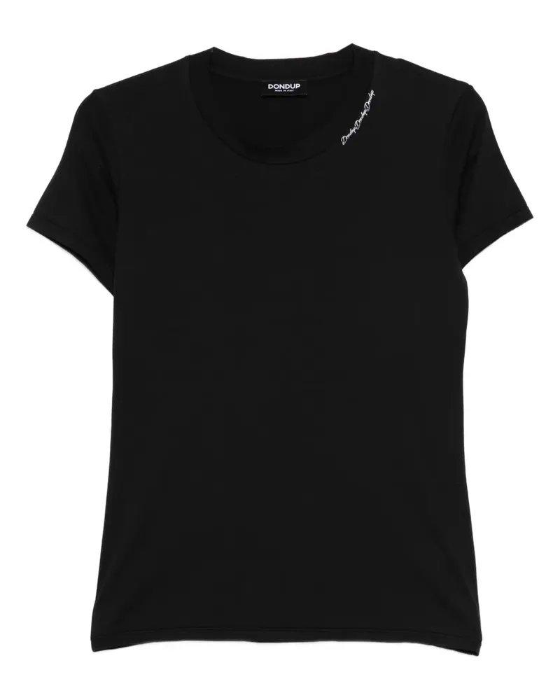 Dondup T-Shirt mit Logo-Stickerei - Schwarz Schwarz
