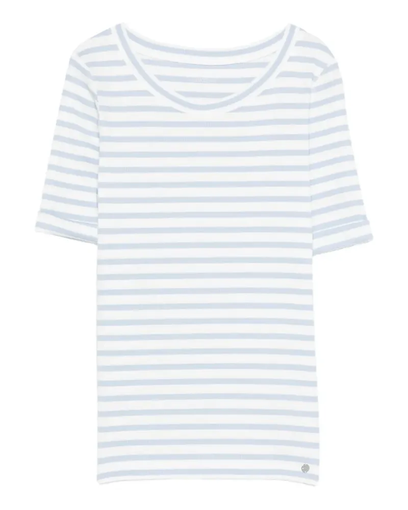 Marc Cain Gestreiftes T-Shirt - Weiß Weiß