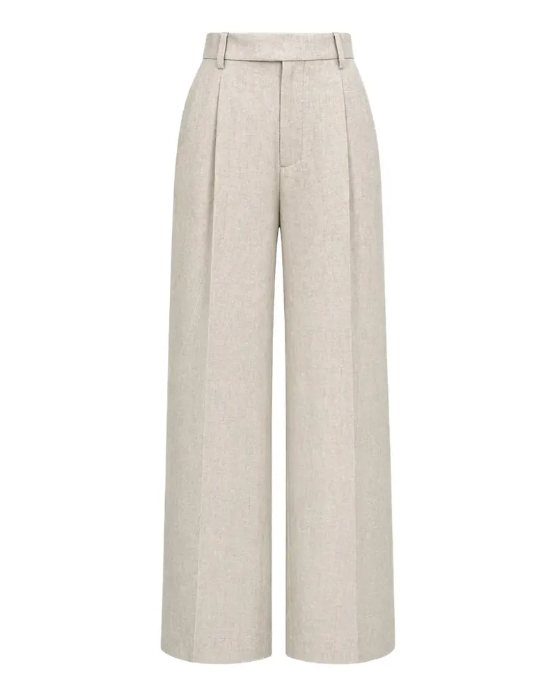 Berwich double-pleated linen palazzo pants - Nude Nude