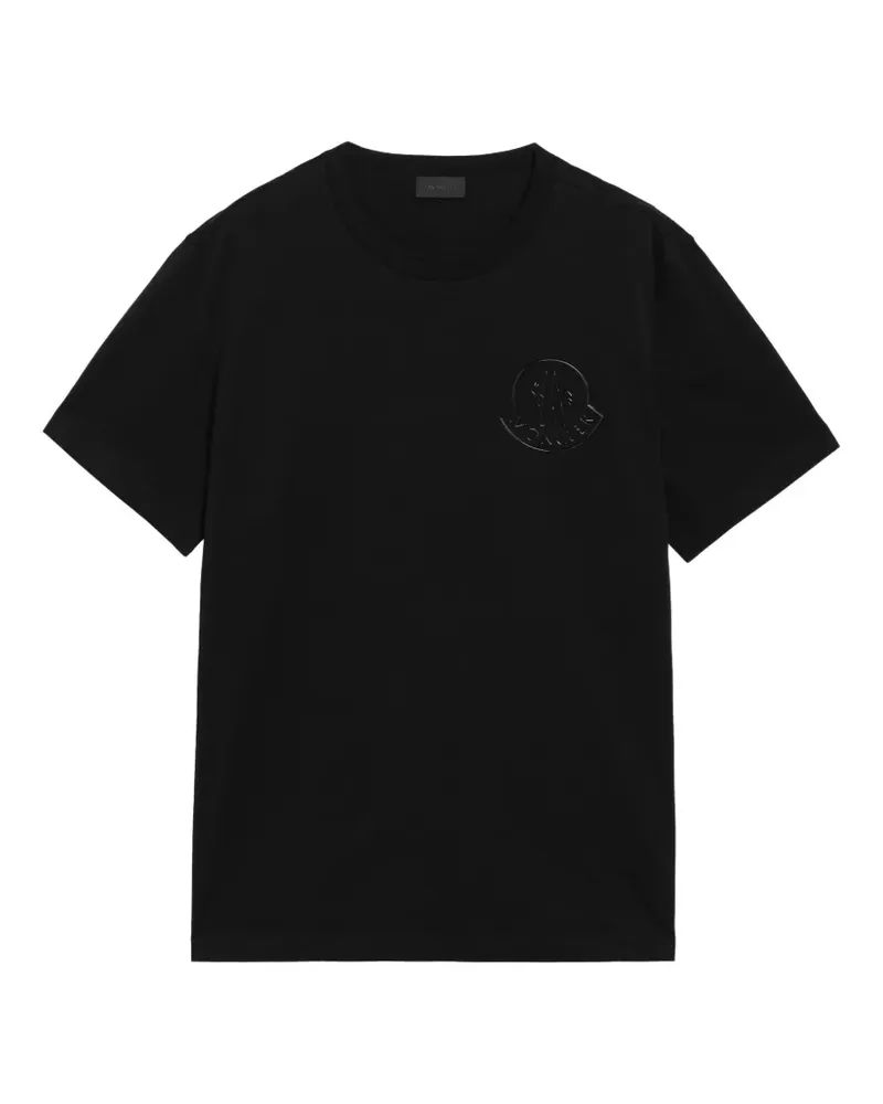 Moncler T-Shirt mit Logo-Patch - Schwarz Schwarz