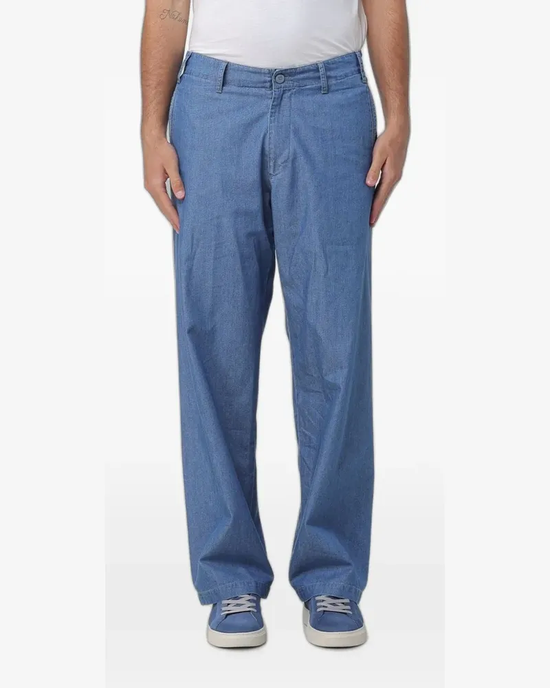 Emporio Armani logo-patch straight-leg trousers - Blau Blau