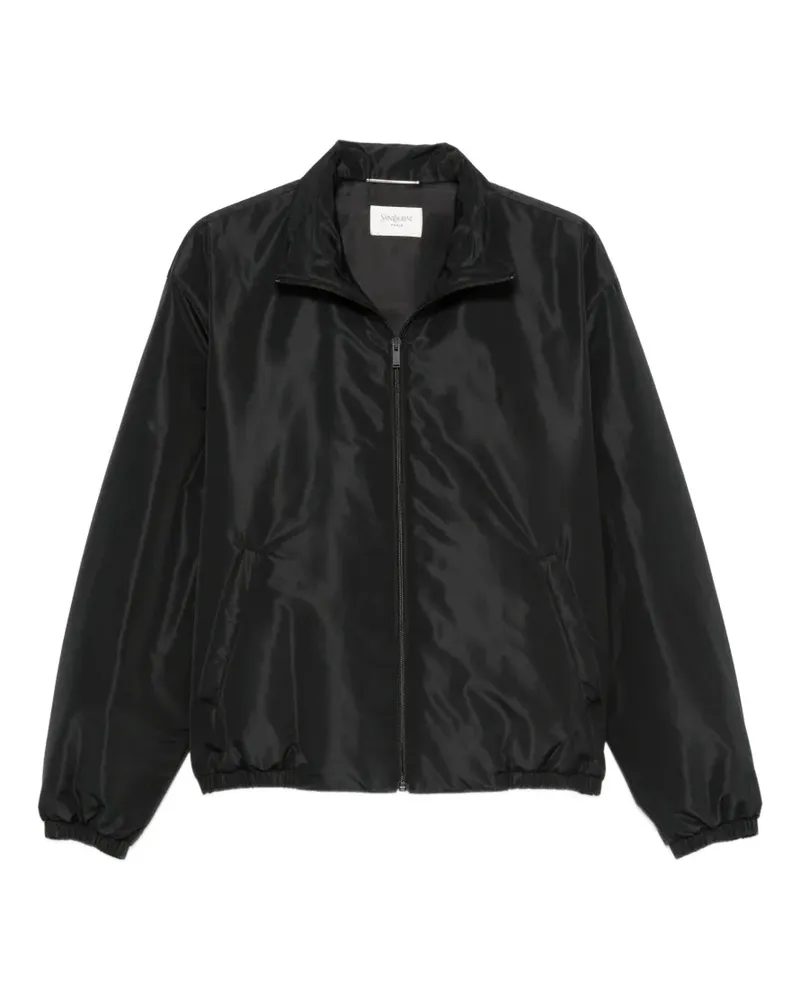 Saint Laurent logo-embroidered zip-up jacket - Schwarz Schwarz