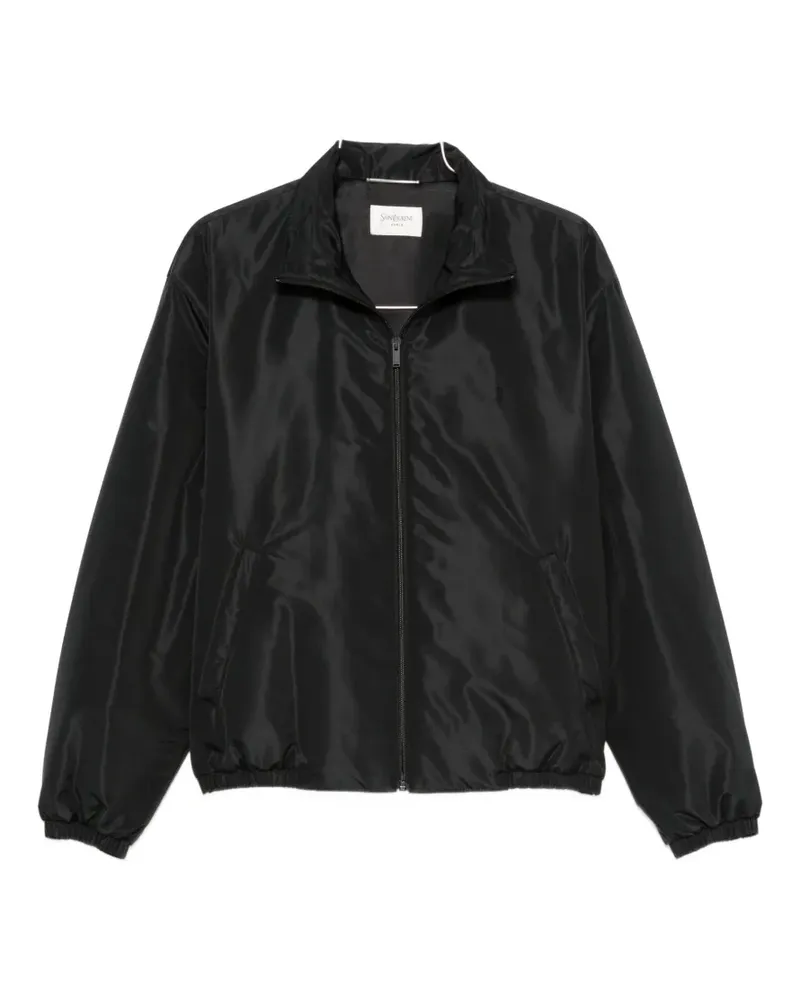 Saint Laurent logo-embroidered zip-up jacket - Schwarz Schwarz