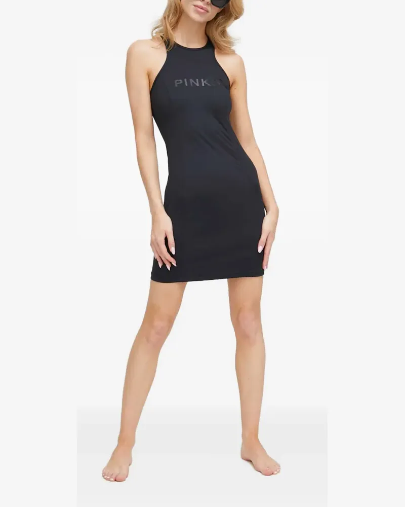 Pinko logo-print racerback mini dress - Schwarz Schwarz