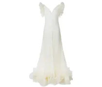 Abendkleid mit gerüschten Tülleinsätzen - Nude