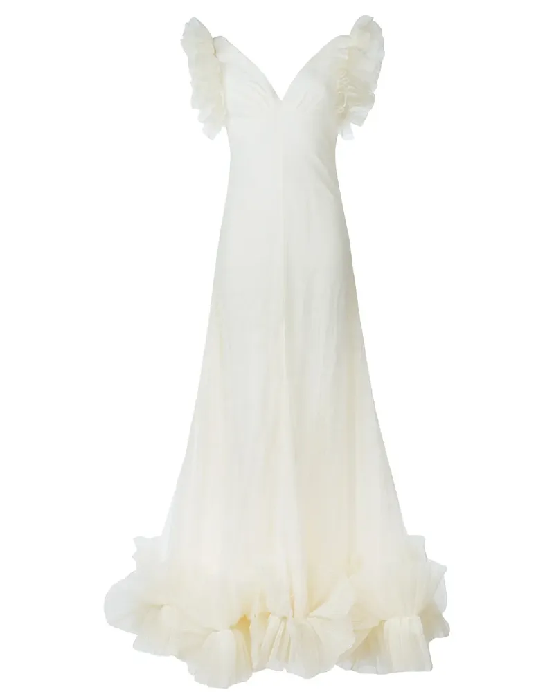 Alexander McQueen Abendkleid mit gerüschten Tülleinsätzen - Nude Nude