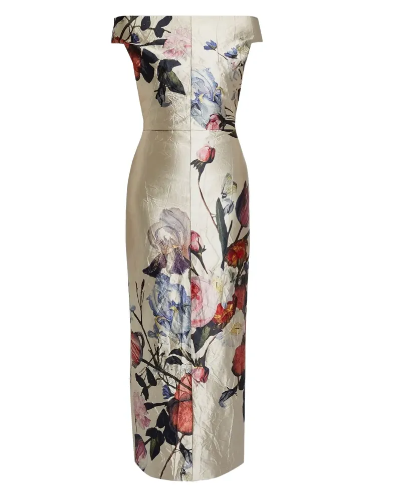 Erdem floral-print satin maxi dress - Nude Nude