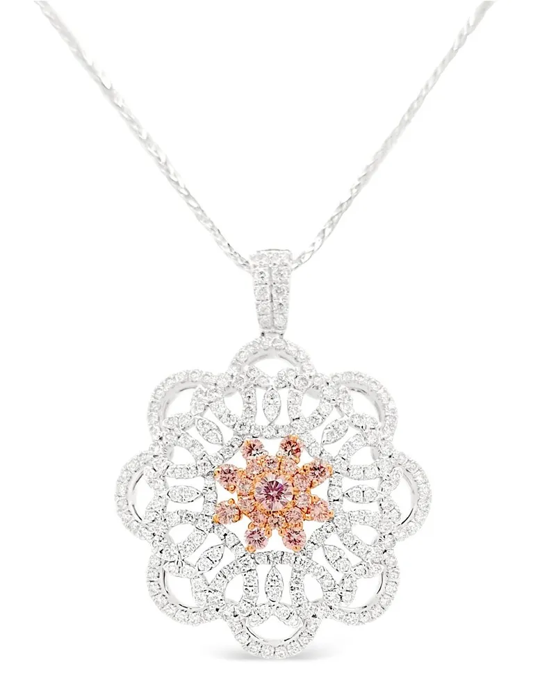 HYT Jewelry 18kt Weißgold- und Platinhalskette mit Diamantanhänger - Silber Silber