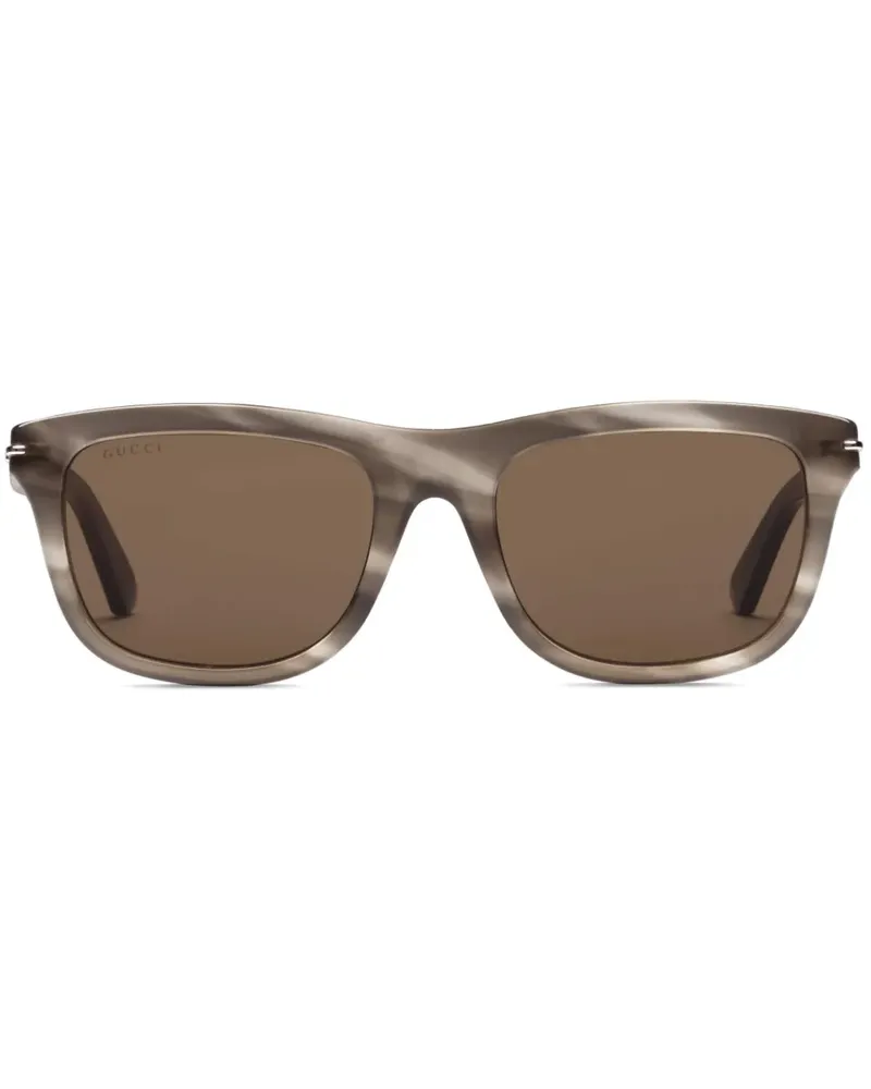 Gucci Eckige Sonnenbrille mit Streifen - Braun Braun
