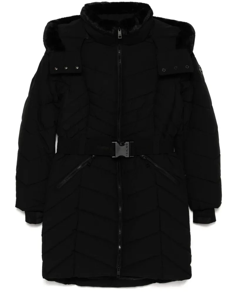 Michael Kors Chevron 3/4 Scuba-Mantel mit Gürtel - Schwarz Schwarz