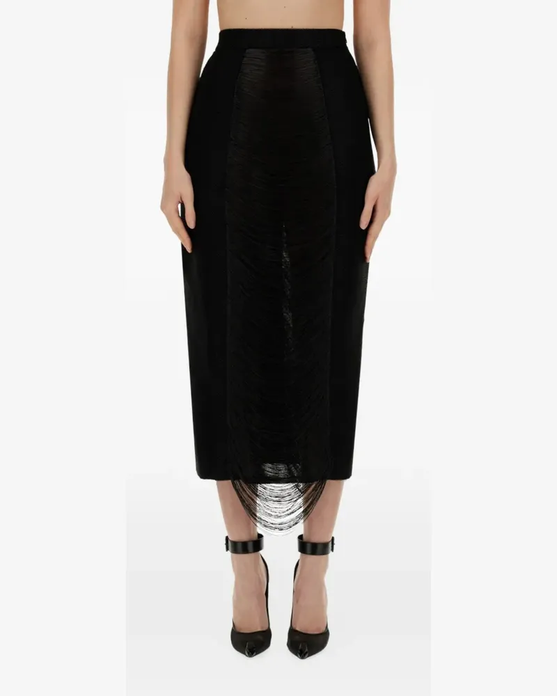 Alexander McQueen fringed-detail midi skirt - Schwarz Schwarz