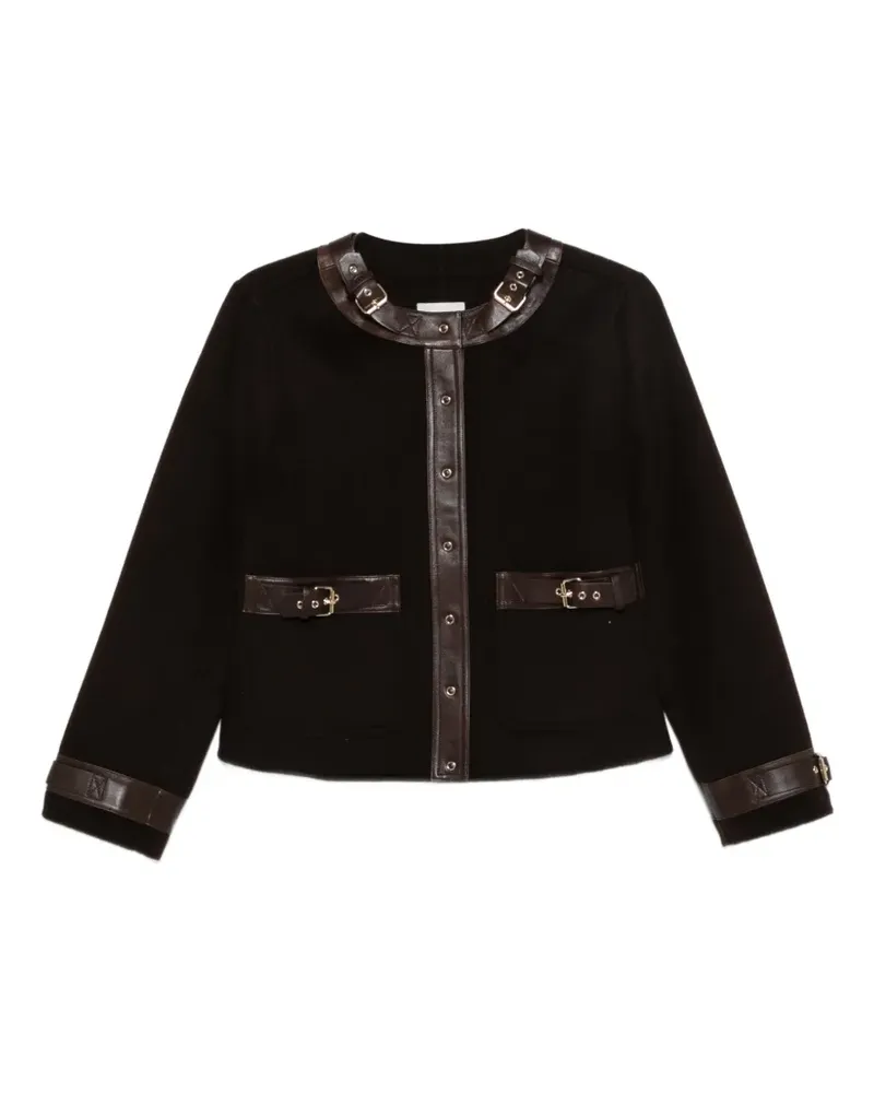 Sandro Lederjacke mit Schnallendetail - Braun Braun