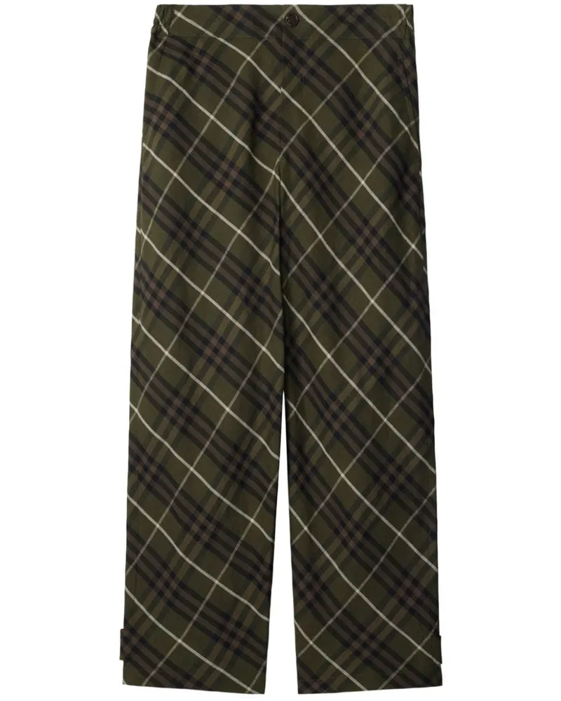 Burberry Leinenhose mit Karomuster - Grün Grün
