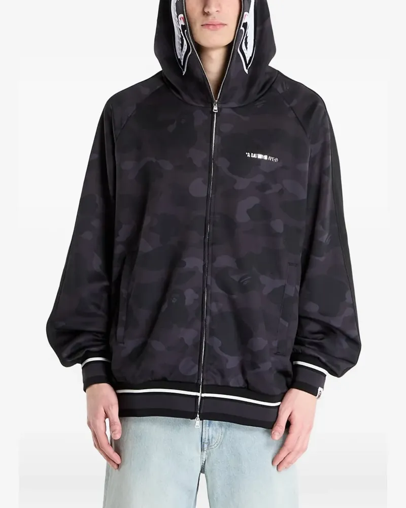 BAPE camo-print shark-motif hoodie - Schwarz Schwarz