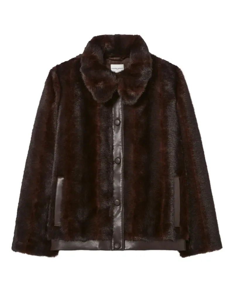 Claudie Pierlot Mantel aus Faux Fur mit Besatz - Braun Braun