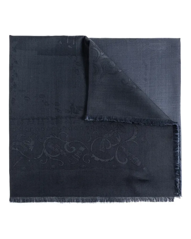 Ferragamo jacquard-patterned frayed scarf - Blau Blau