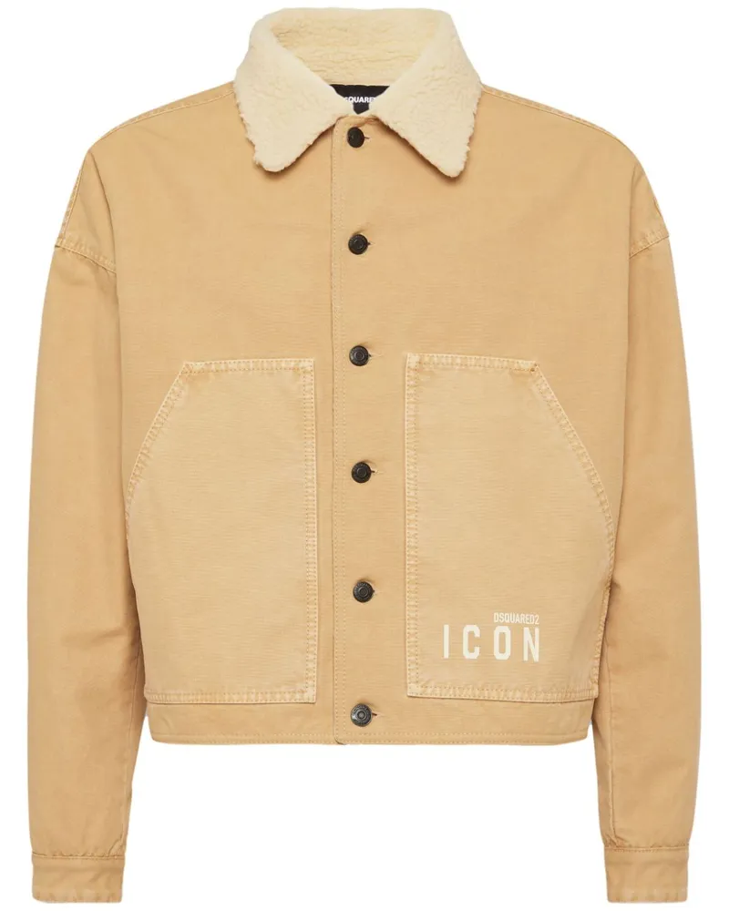 Dsquared2 Jeansjacke mit Shearling-Kragen - Nude Nude
