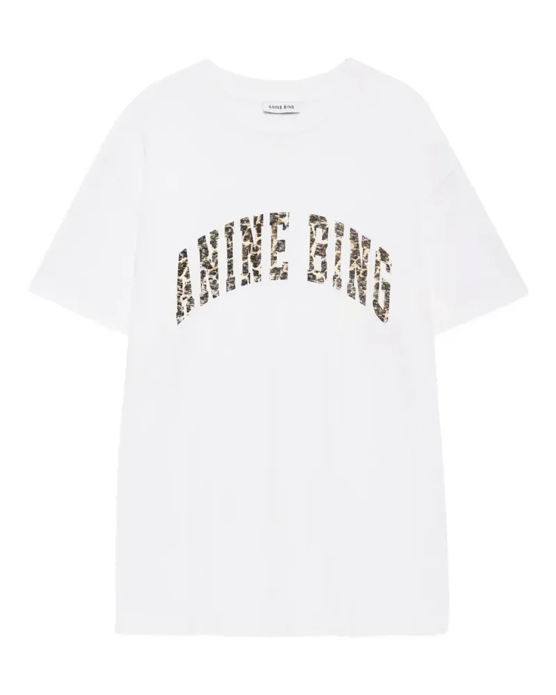 Anine Bing Walker leopard-print logo T-shirt - Nude Nude