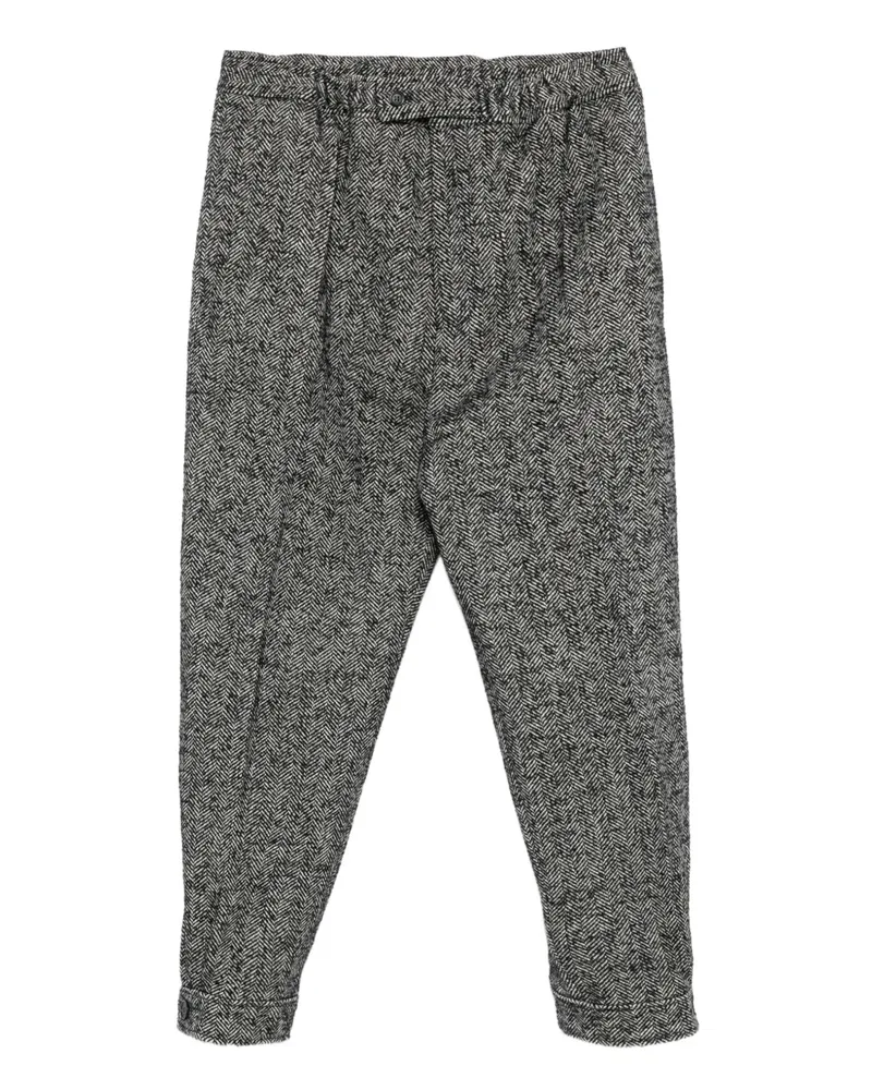Lanvin Fischgräten-Hose mit elastischen Bündchen - Schwarz Schwarz