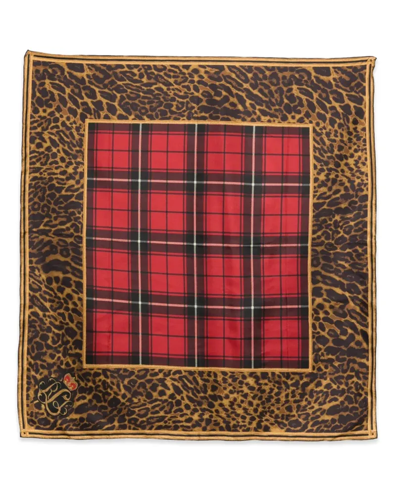 Ralph Lauren leopard-print tartan-print scarf - Rot Rot