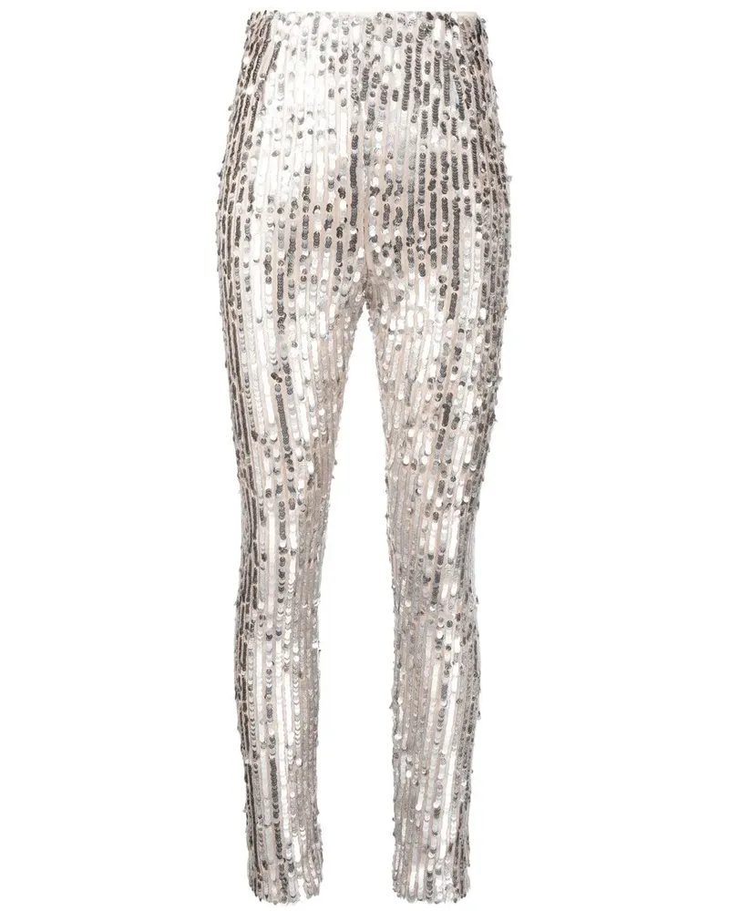 ROTATE Birger Christensen Leggings mit Pailletten - Silber Silber