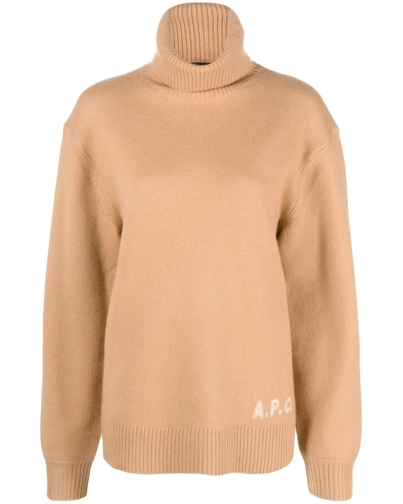 A.P.C. Pullover mit Intarsien-Logo - Braun Braun
