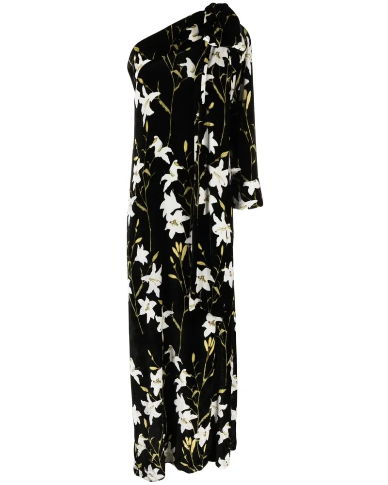 BERNADETTE Nel One-Shoulder-Kleid mit Jacquardmuster - Schwarz Schwarz