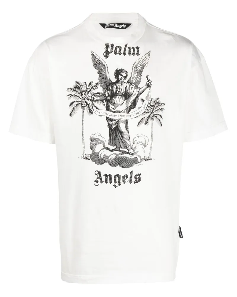Palm Angels University T-Shirt mit Logo-Print - Weiß Weiß