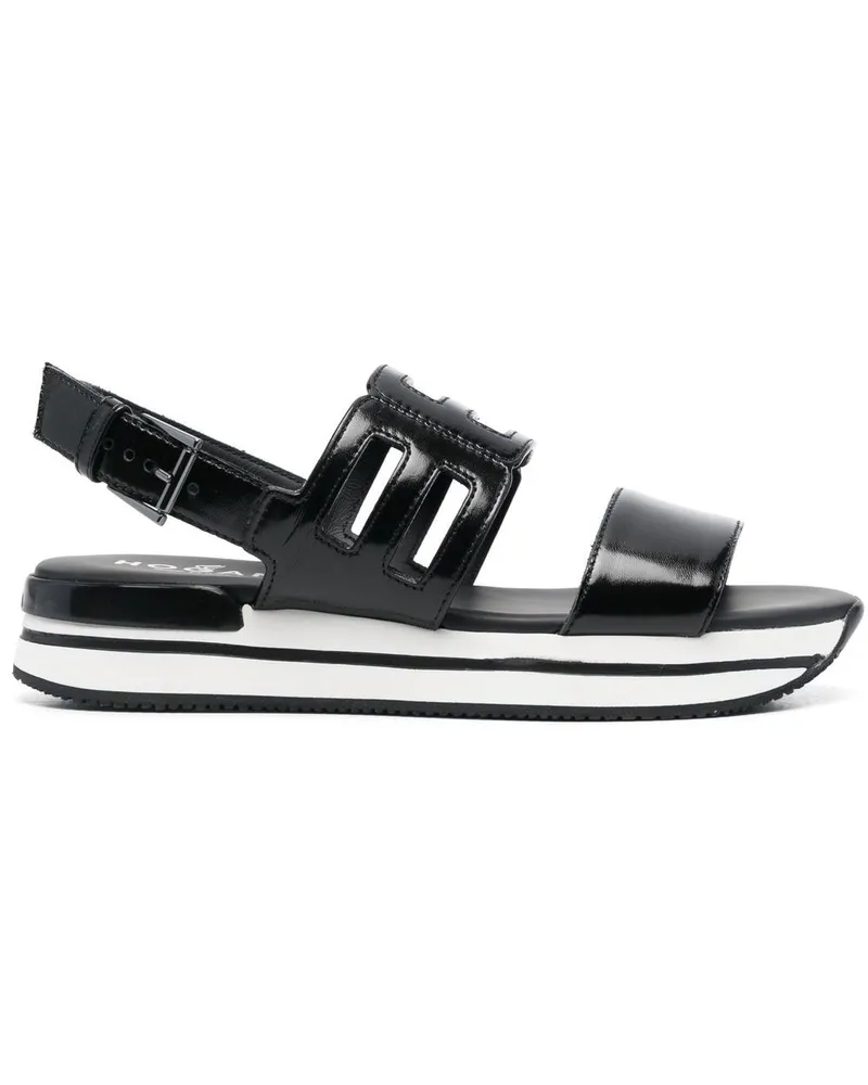 Hogan Slingback-Sandalen mit Logo - Schwarz Schwarz