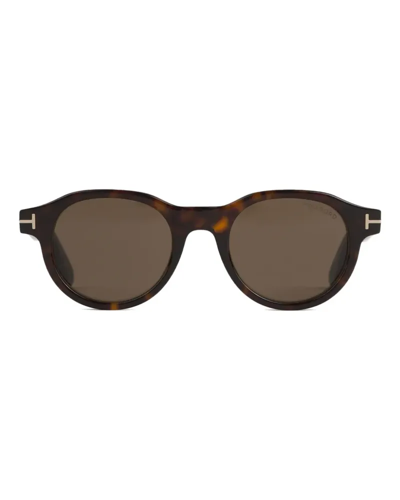 Tom Ford Runde Sonnenbrille in Schildpattoptik - Braun Braun
