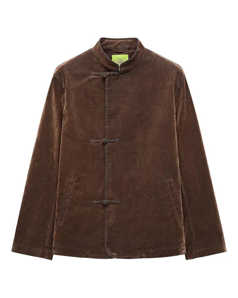 Shanghai Tang Samtjacke mit Froschverschluss - Braun Braun