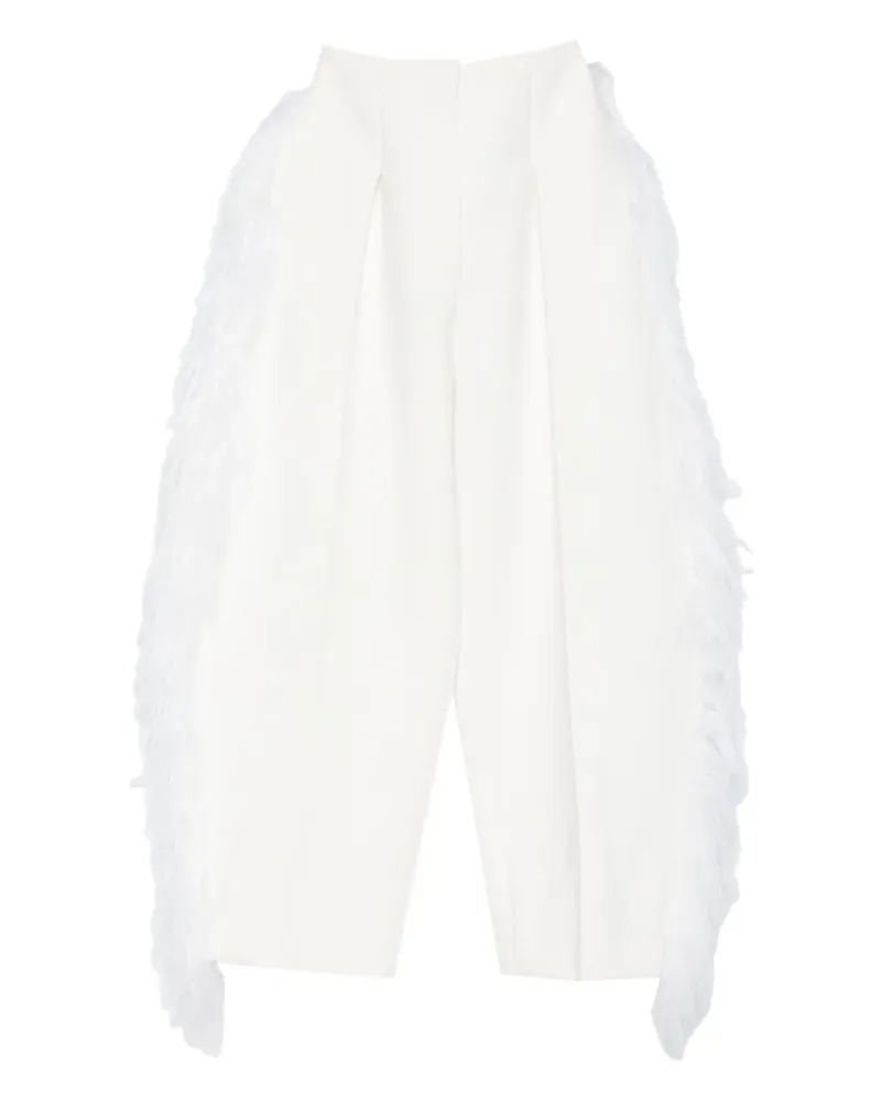 Jacquemus feather-trim trousers - Weiß Weiß