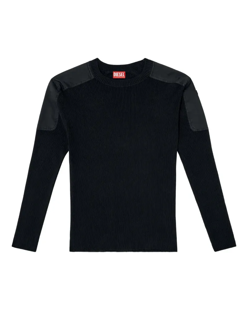 Diesel Geripptes K-Martin Langarmshirt - Schwarz Schwarz