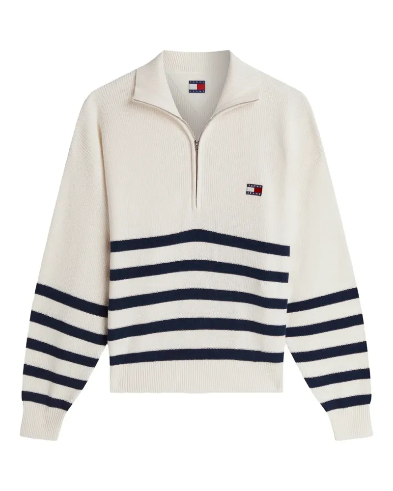 Tommy Hilfiger Tommy Badge striped quarter-zip sweater - Weiß Weiß