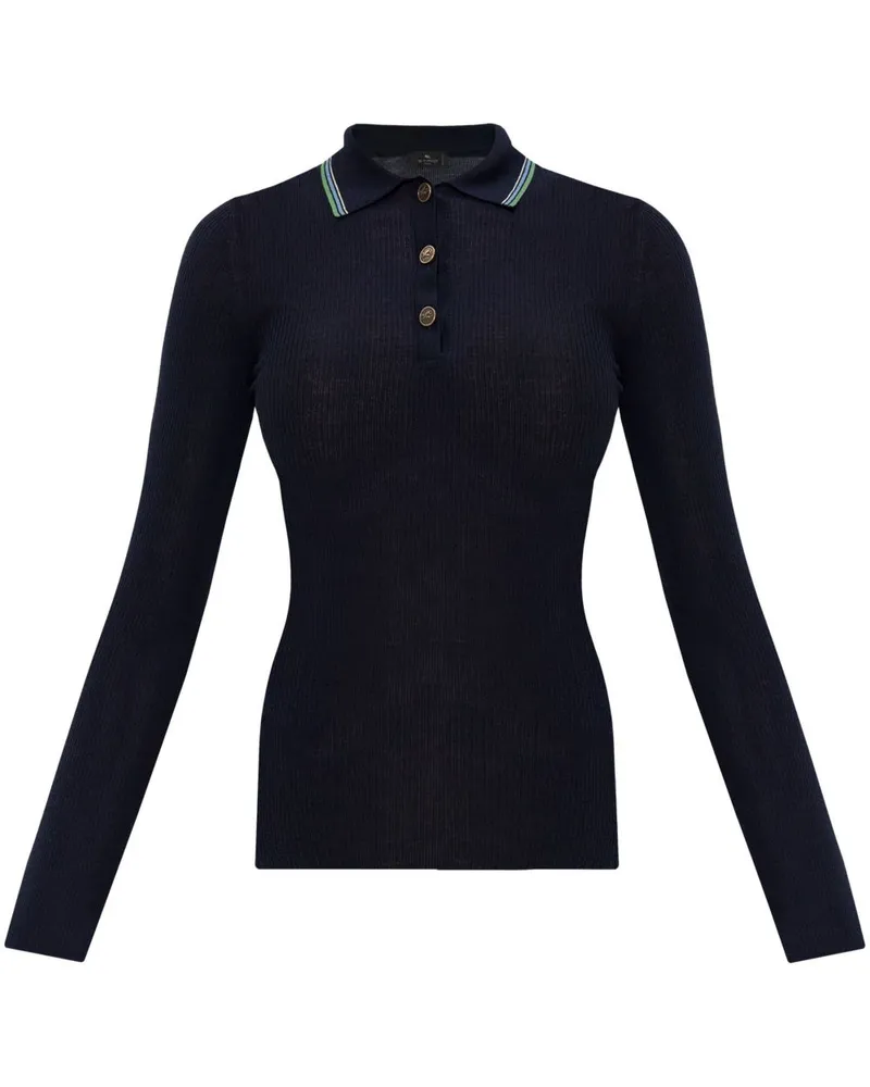 Etro Polo-Pullover mit gestreiftem Rand - Blau Blau