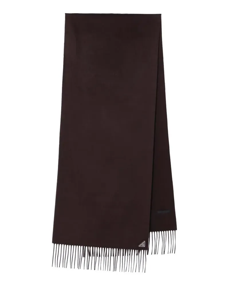 Prada logo-plaque fringed scarf - Braun Braun
