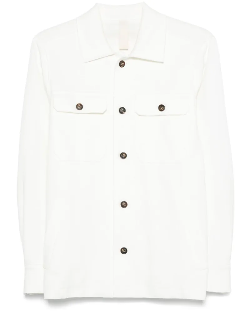 Eleventy Hemdjacke mit klassischem Kragen Weiß