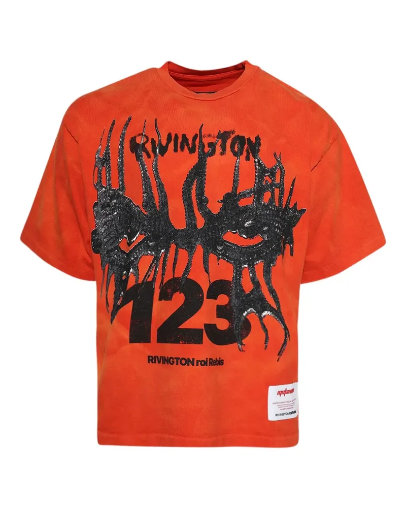 RRR123 T-Shirt mit grafischem Print - Rot Rot