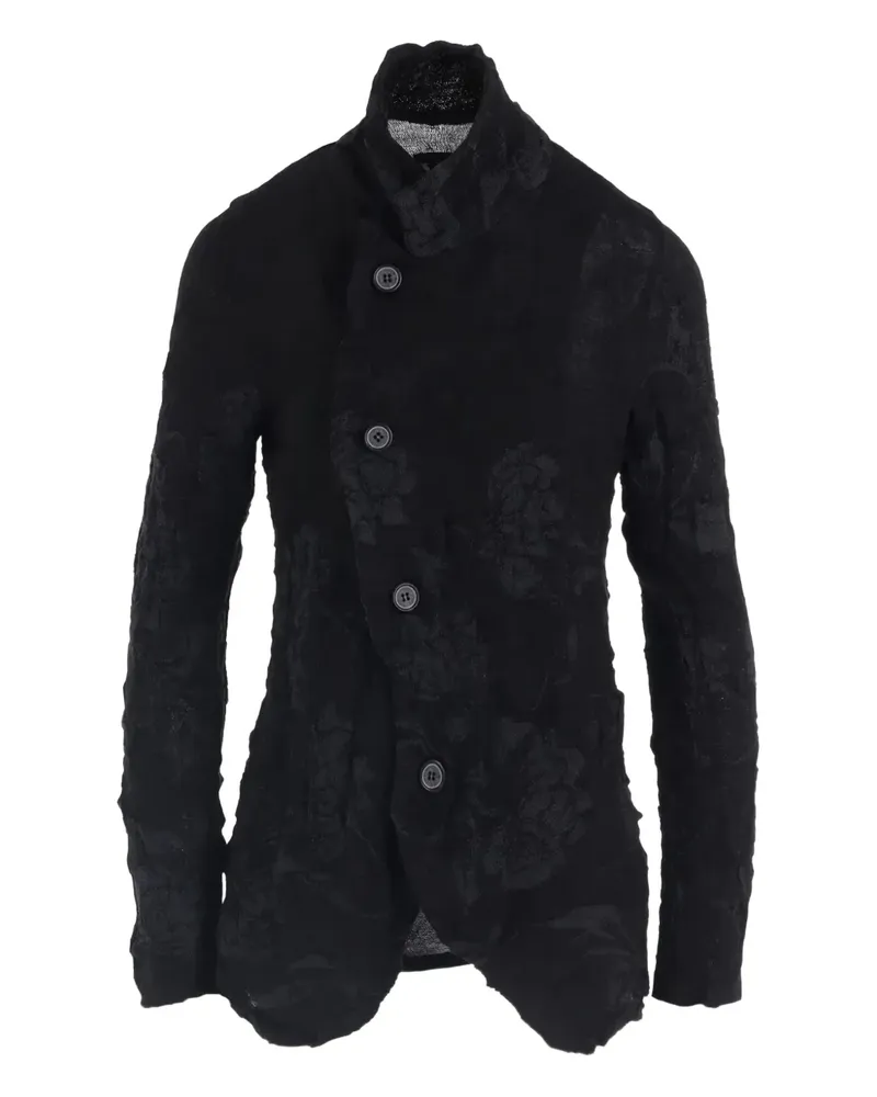 Yohji Yamamoto Jacke in Knitteroptik mit Blumenmuster - Black Black