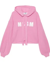 MSGM Gestrickter Hoodie mit Logo-Stickerei Rosa