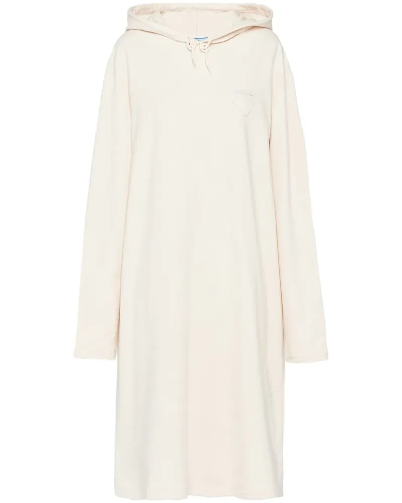 Prada Fleece-Kapuzenkleid mit Triangel-Logo - Nude Nude