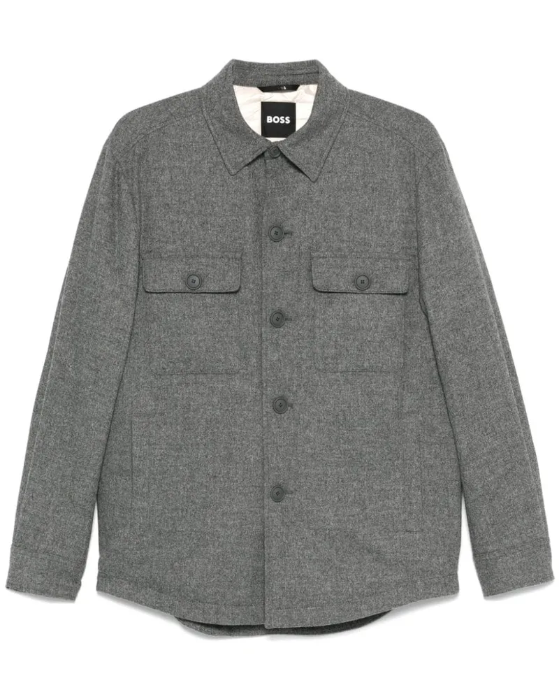 HUGO BOSS Hemdjacke aus gebürstetem Flanell - Grau Grau